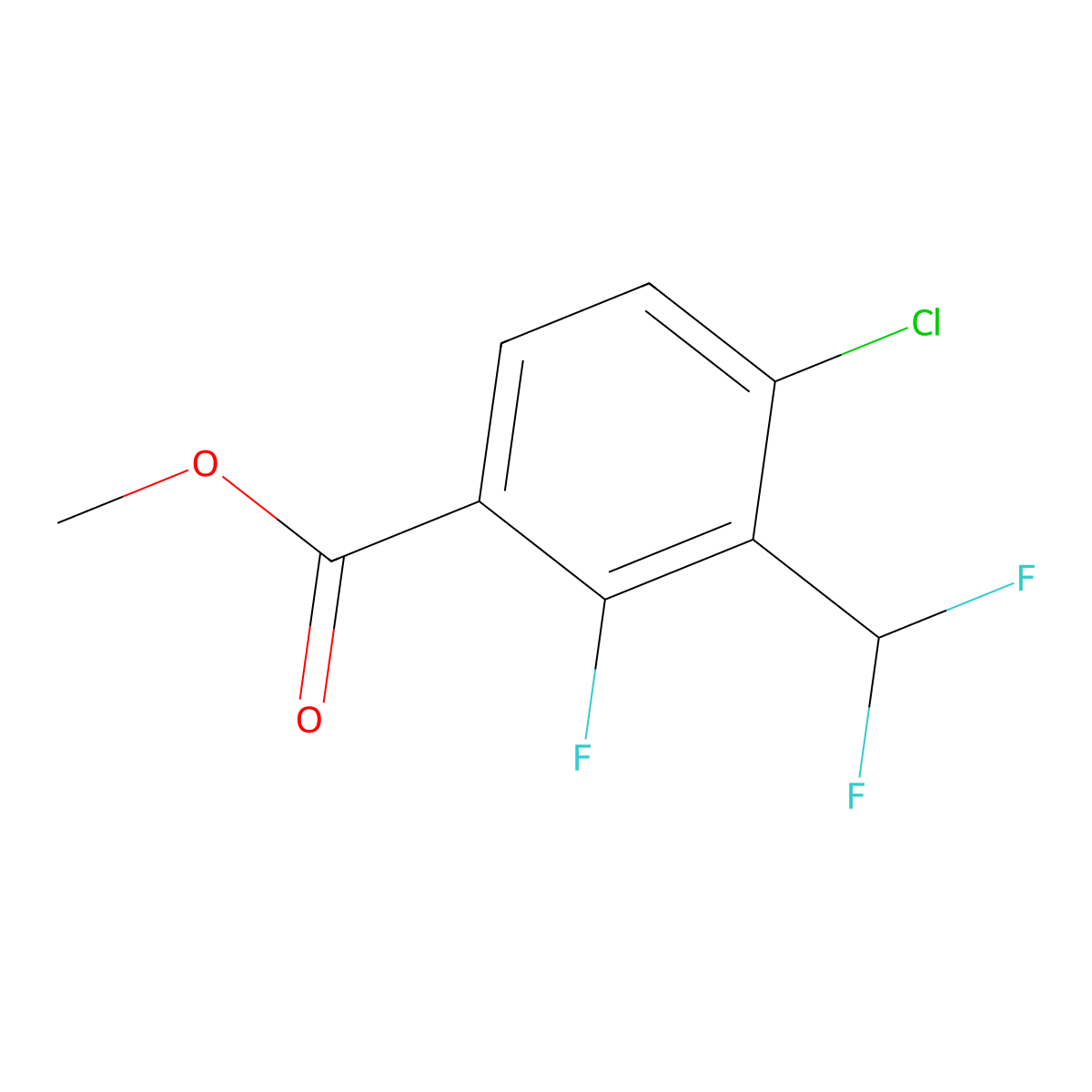 Methyl 4-chloro-3-(difluoromethyl)-2-fluorobenzoate molecular structure, CAS 2386130-74-9