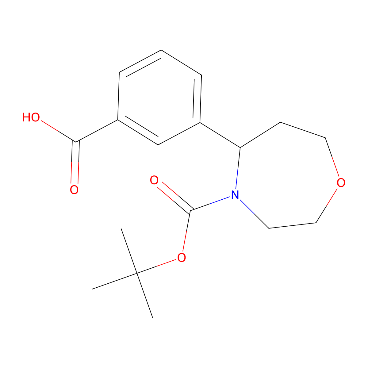 3-(4-(Tert-butoxycarbonyl)-1,4-oxazepan-5-yl)benzoic acid molecular structure, CAS 2386139-06-4