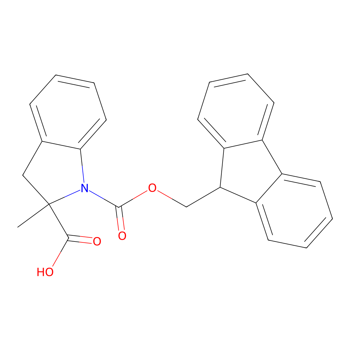 1-{[(9H-fluoren-9-yl)methoxy]carbonyl}-2-methyl-2,3-dihydro-1H-indole-2-carboxylic acid molecular structure, CAS 2386139-59-7