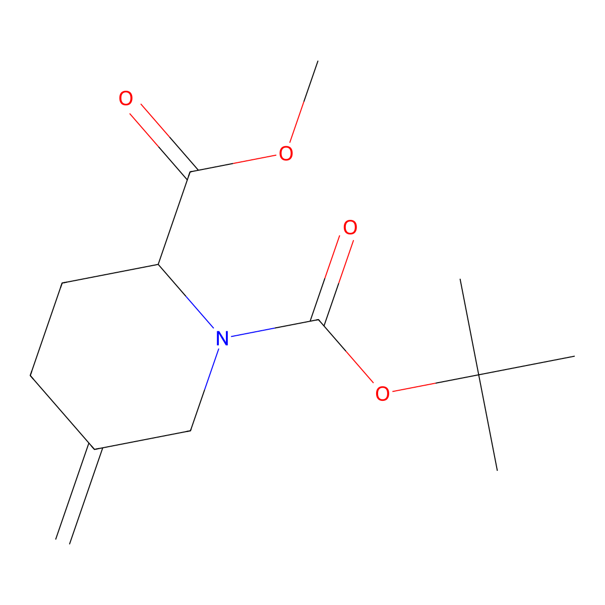 O1-tert-butyl O2-methyl 5-methylenepiperidine-1,2-dicarboxylate molecular structure, CAS 2386149-28-4