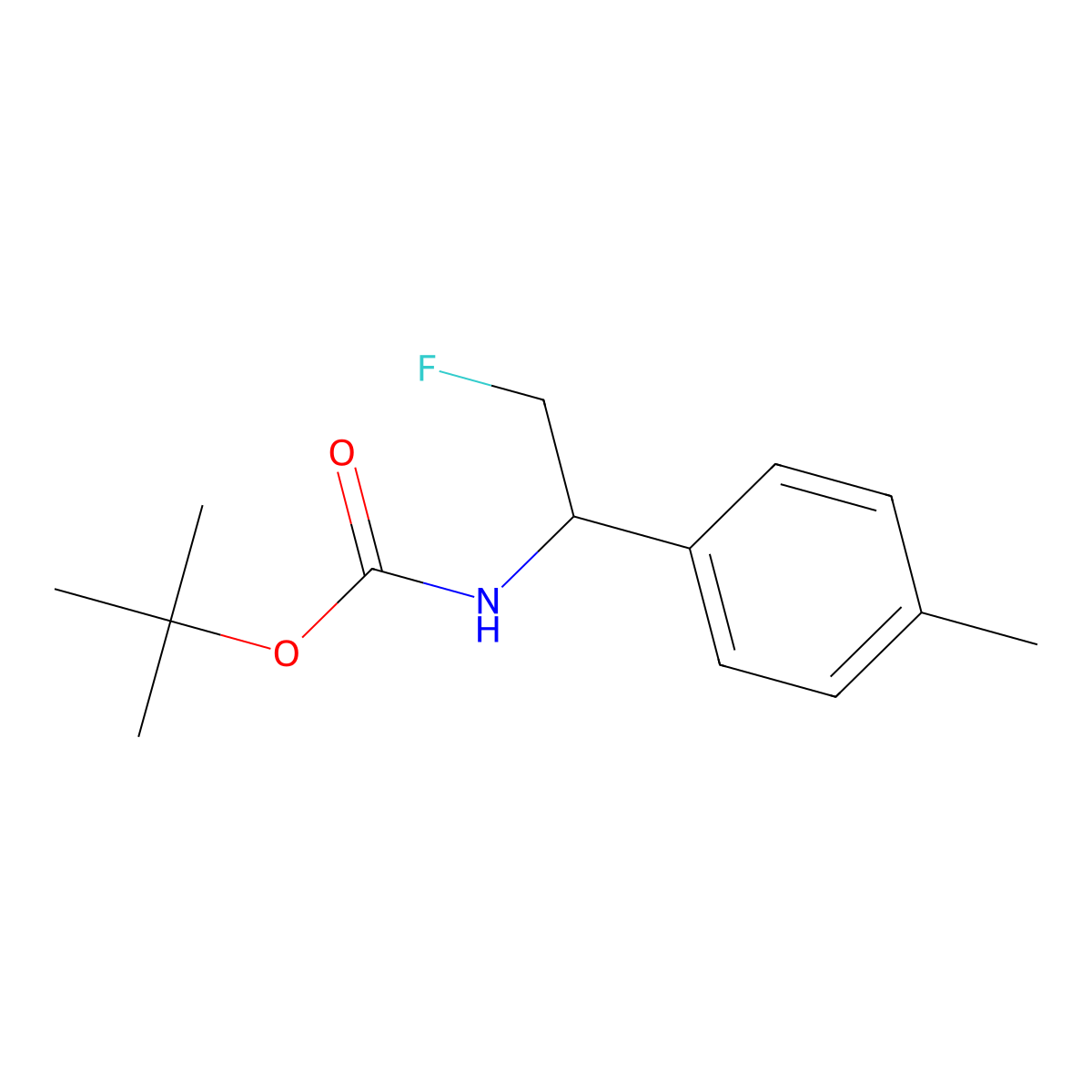 tert-butyl N-[2-fluoro-1-(4-methylphenyl)ethyl]carbamate molecular structure, CAS 2386152-33-4