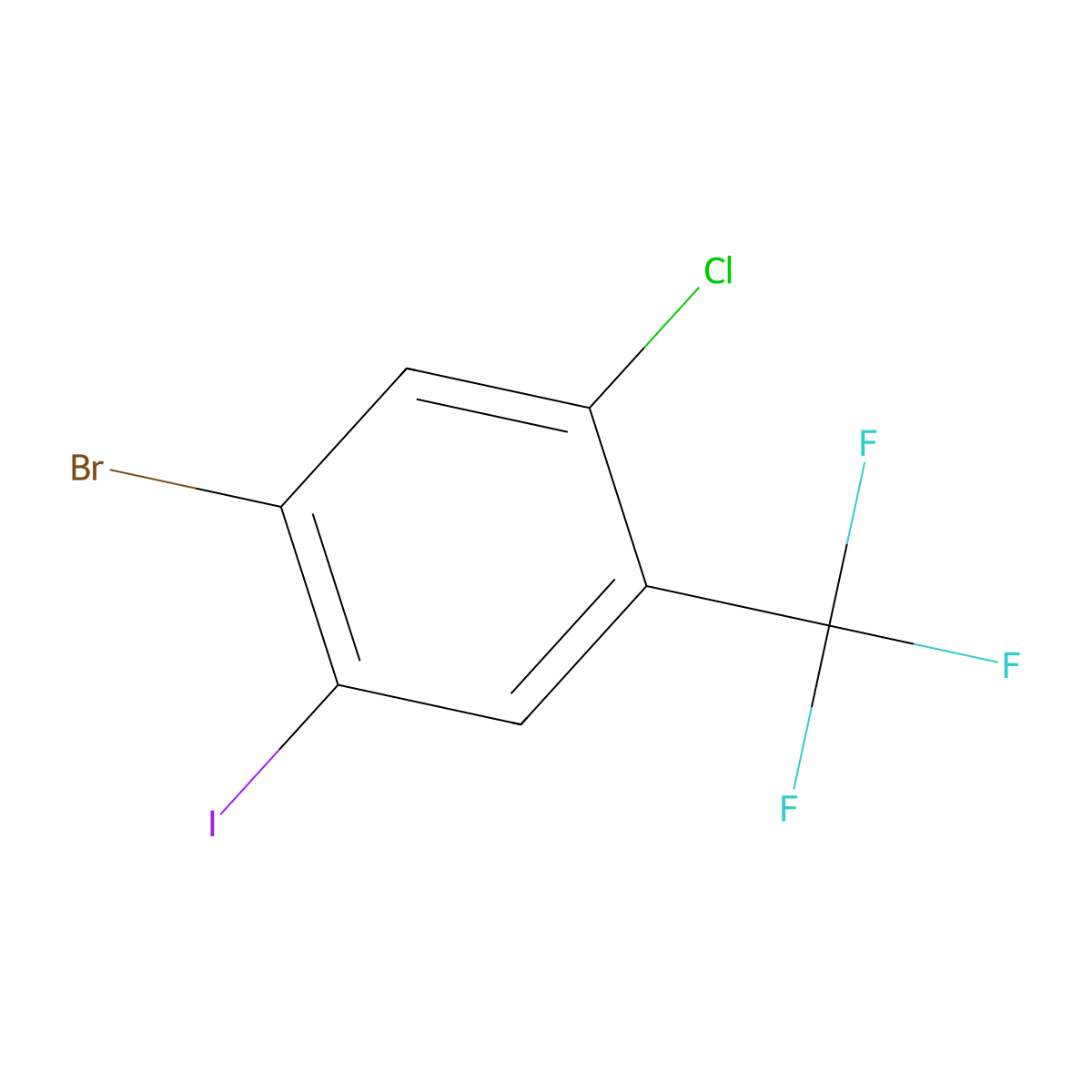 1-Bromo-5-chloro-2-iodo-4-(trifluoromethyl)benZene molecular structure, CAS 2386152-82-3