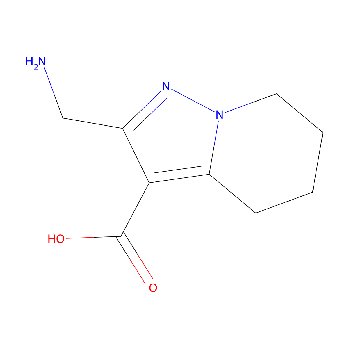 2-(aminomethyl)-4H,5H,6H,7H-pyrazolo[1,5-a]pyridine-3-carboxylic acid molecular structure, CAS 2386154-51-2