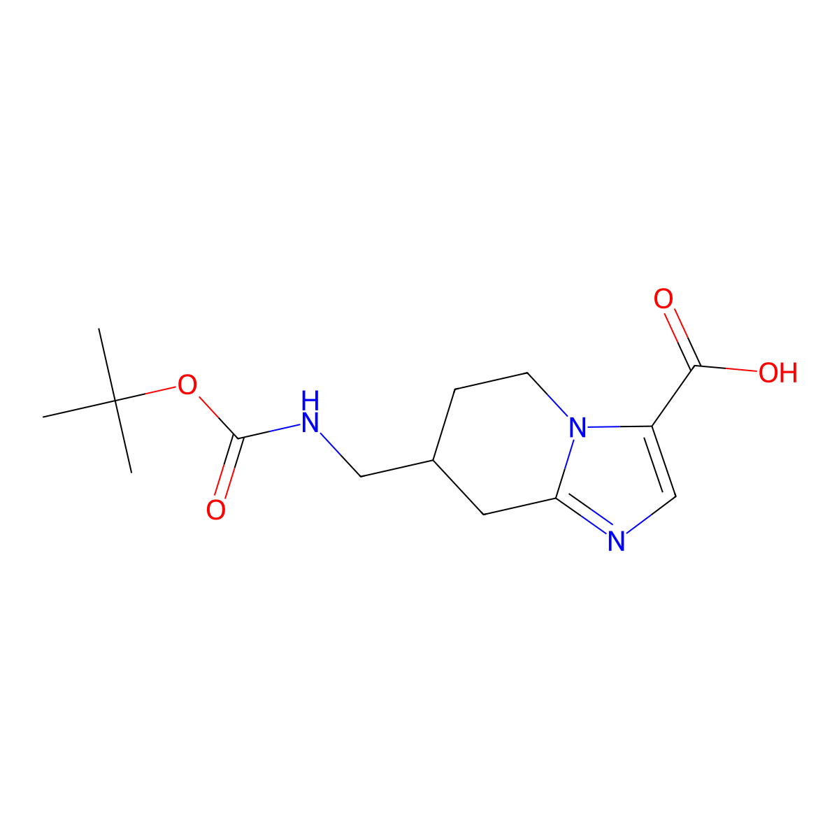 7-({[(tert-butoxy)carbonyl]amino}methyl)-5H,6H,7H,8H-imidazo[1,2-a]pyridine-3-carboxylicacid molecular structure, CAS 2386163-93-3