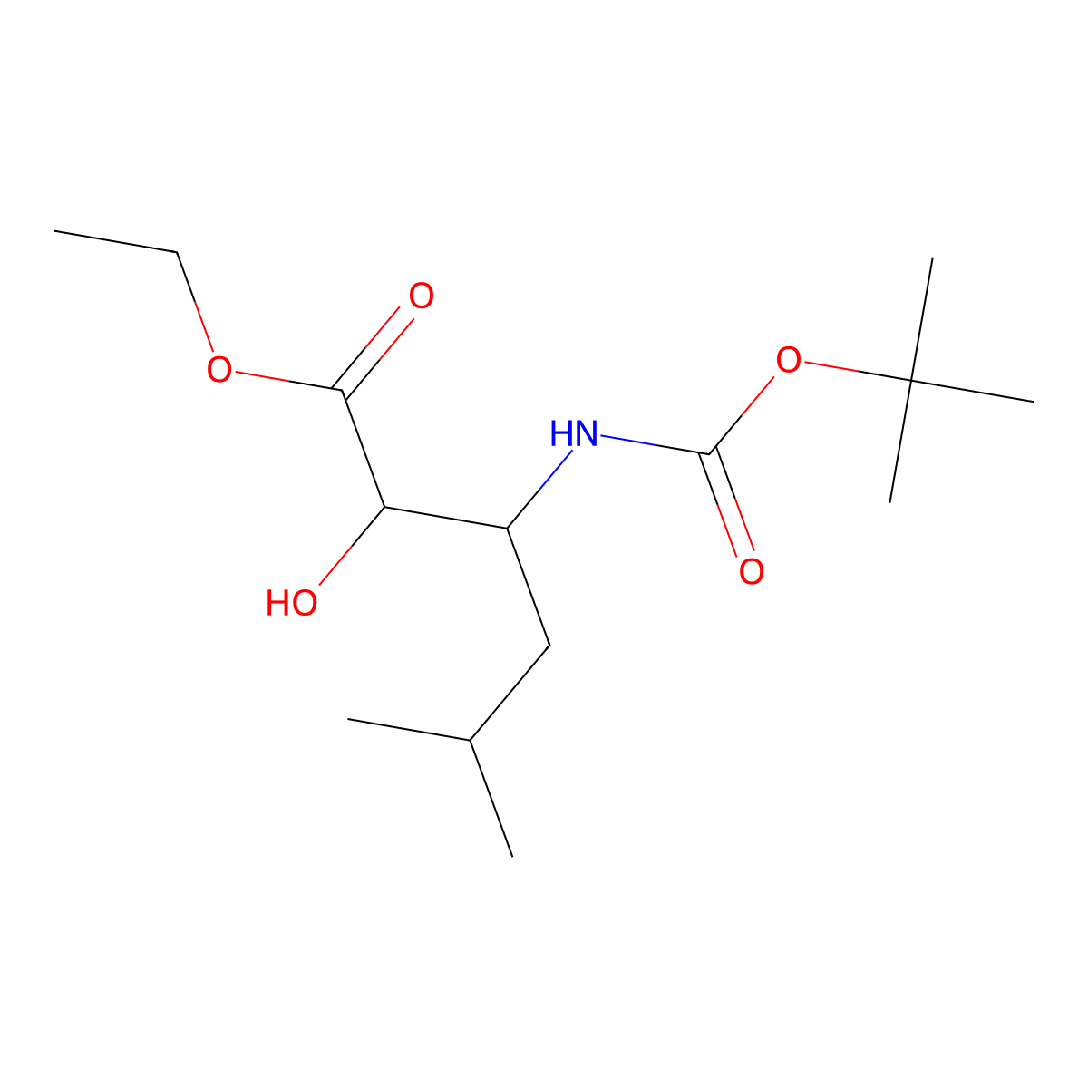 Ethyl 3-{[(tert-butoxy)carbonyl]amino}-2-hydroxy-5-methylhexanoate molecular structure, CAS 2386168-01-8