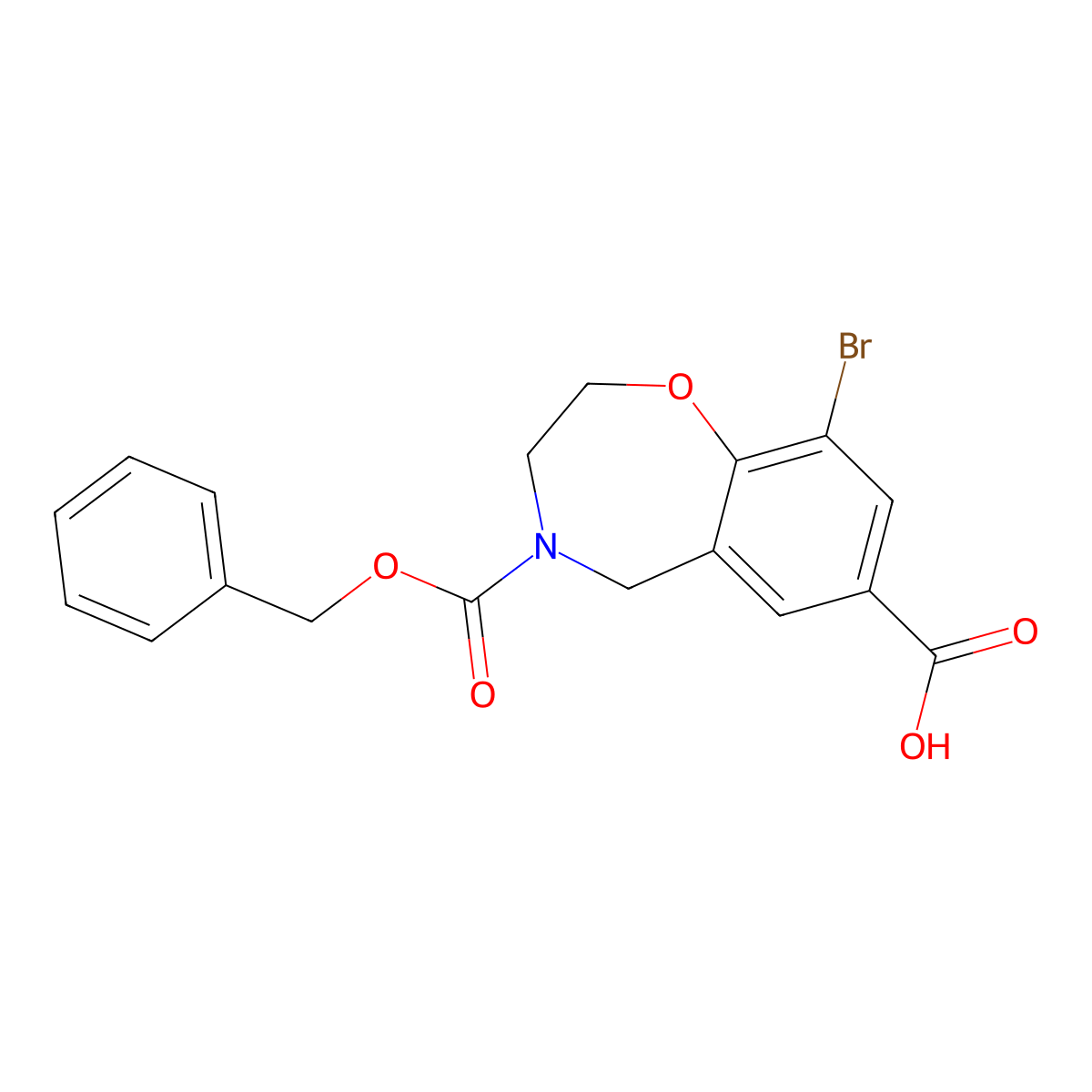 4-[(Benzyloxy)carbonyl]-9-bromo-2,3,4,5-tetrahydro-1,4-benzoxazepine-7-carboxylic acid molecular structure, CAS 2386179-97-9