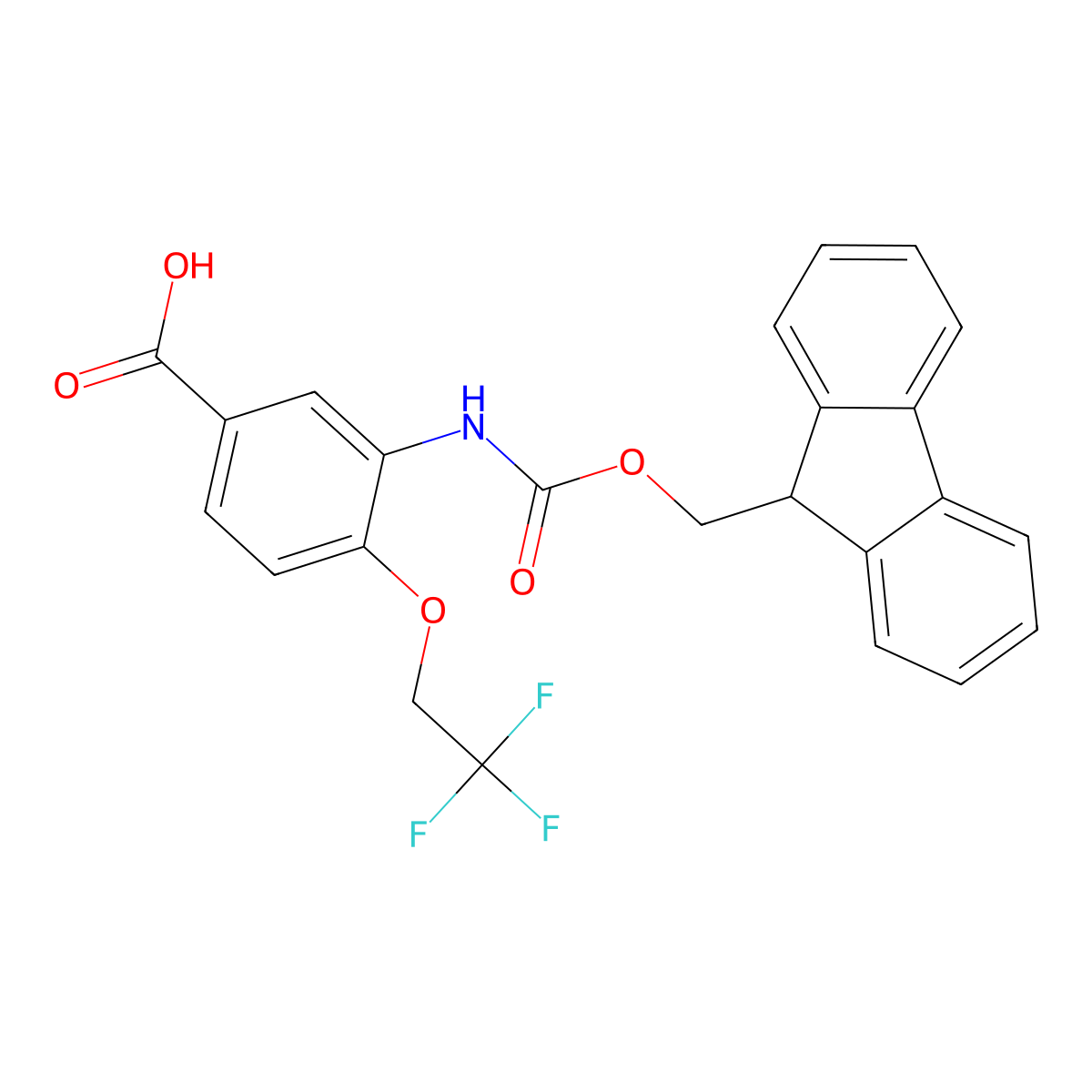3-({[(9H-fluoren-9-yl)methoxy]carbonyl}amino)-4-(2,2,2-trifluoroethoxy)benzoic acid molecular structure, CAS 2386182-82-5