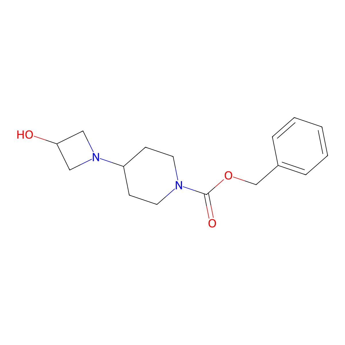 Benzyl 4-(3-hydroxyazetidin-1-yl)piperidine-1-carboxylate molecular structure, CAS 2386185-08-4