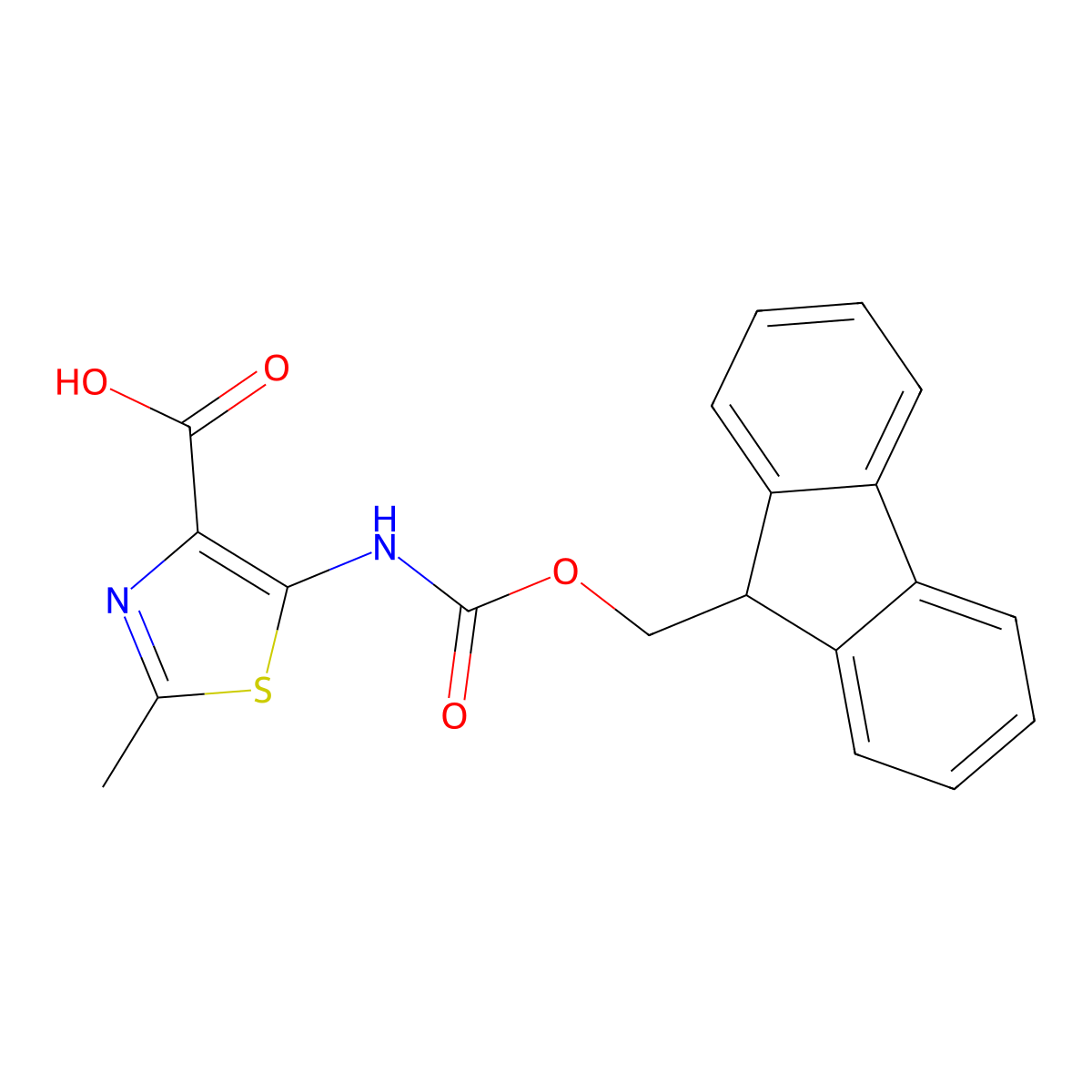 5-({[(9H-fluoren-9-yl)methoxy]carbonyl}amino)-2-methyl-1,3-thiazole-4-carboxylic acid molecular structure, CAS 2386189-74-6