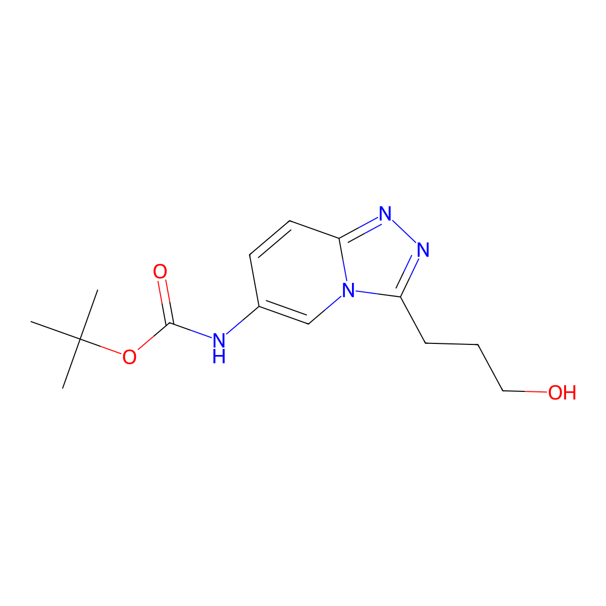 tert-butyl N-[3-(3-hydroxypropyl)-[1,2,4]triazolo[4,3-a]pyridin-6-yl]carbamate molecular structure, CAS 2386197-35-7