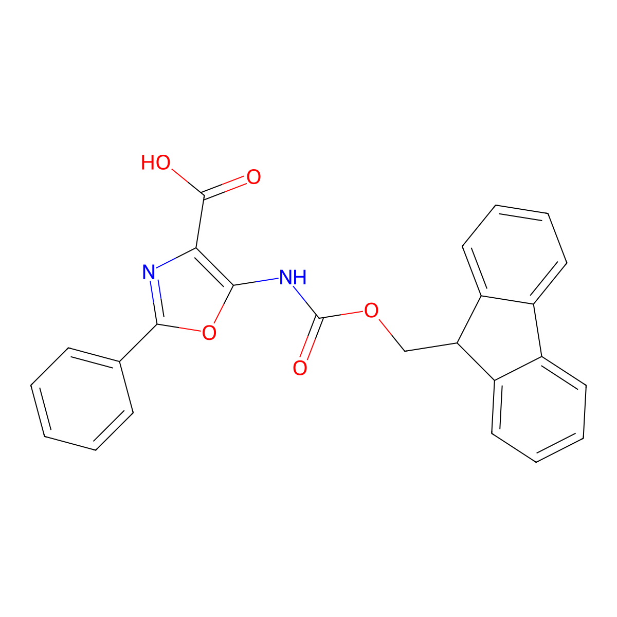 5-({[(9H-fluoren-9-yl)methoxy]carbonyl}amino)-2-phenyl-1,3-oxazole-4-carboxylic acid molecular structure, CAS 2386198-96-3