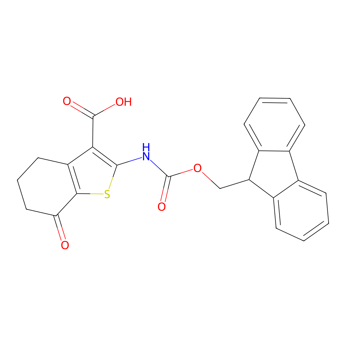 2-({[(9H-fluoren-9-yl)methoxy]carbonyl}amino)-7-oxo-4,5,6,7-tetrahydro-1-benzothiophene-3-carboxylic acid molecular structure, CAS 2386199-23-9