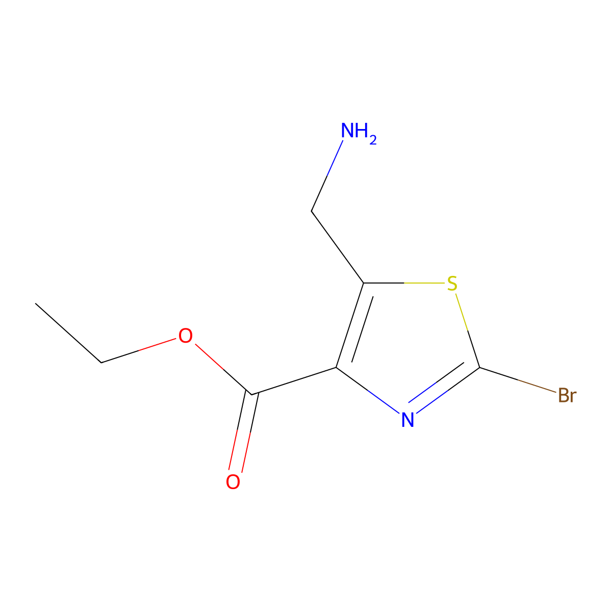 Ethyl 5-(aminomethyl)-2-bromo-1,3-thiazole-4-carboxylate molecular structure, CAS 2386201-29-0