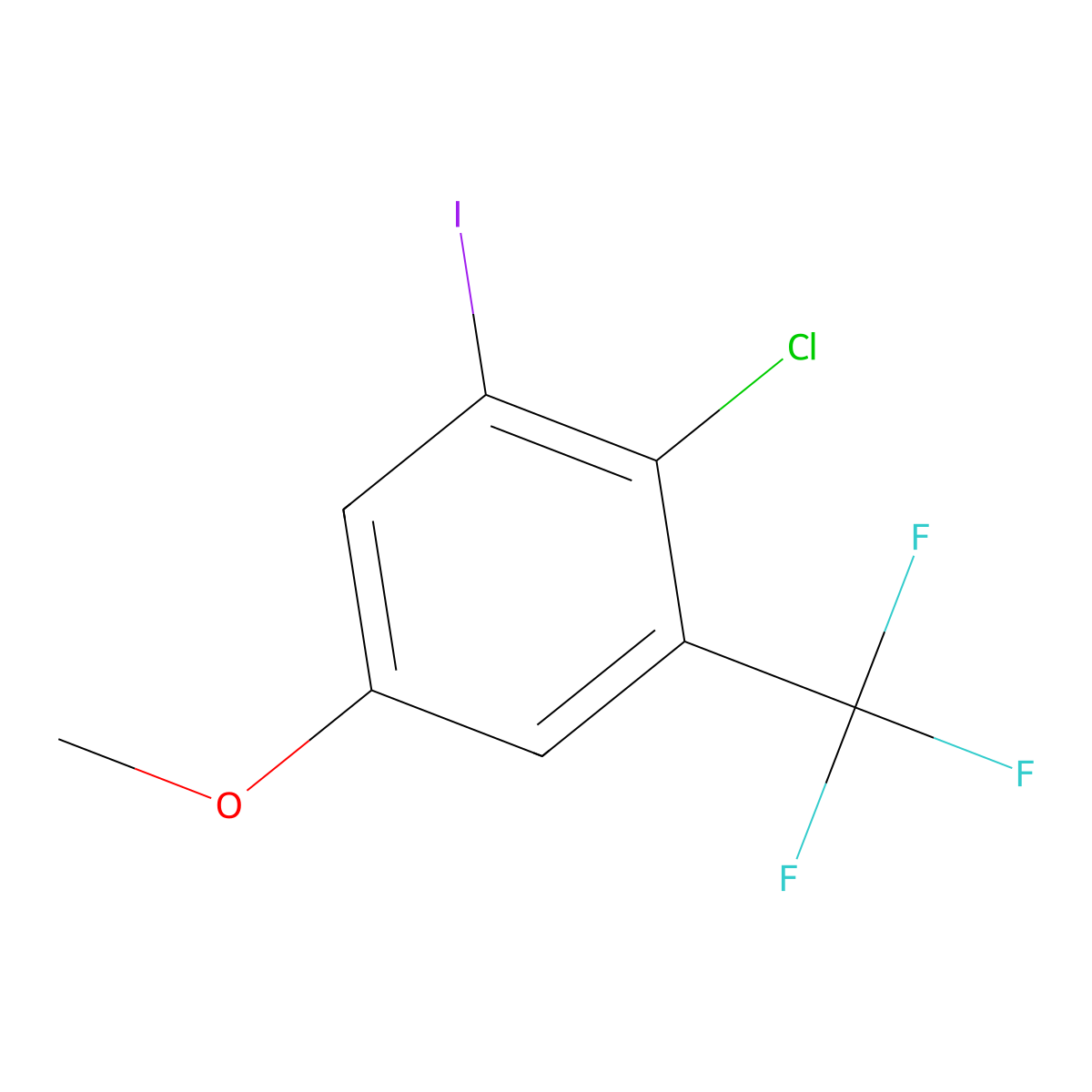 2-Chloro-1-iodo-5-methoxy-3-(trifluoromethyl)benzene molecular structure, CAS 2386202-49-7