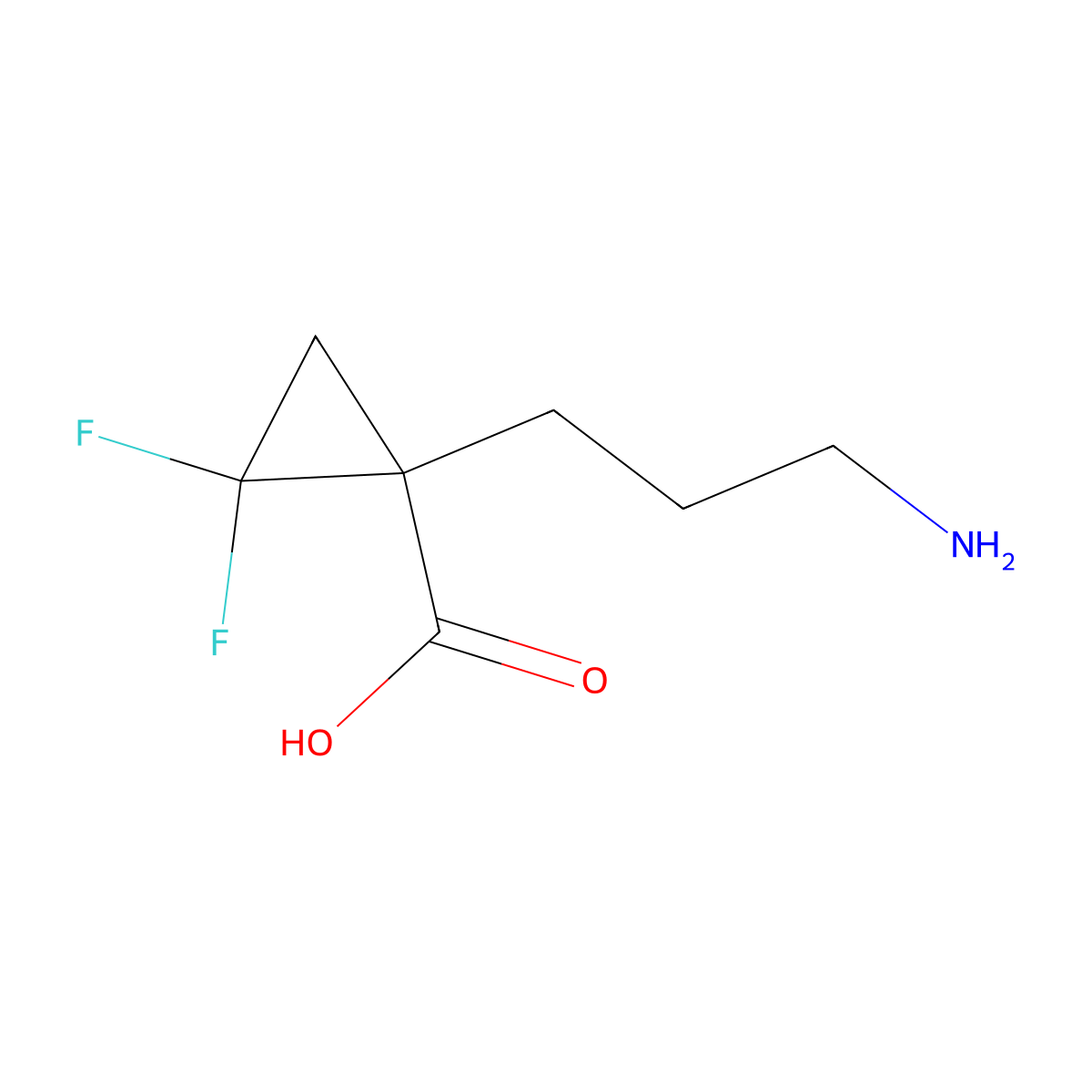 1-(3-Aminopropyl)-2,2-difluorocyclopropane-1-carboxylic acid molecular structure, CAS 2386203-29-6