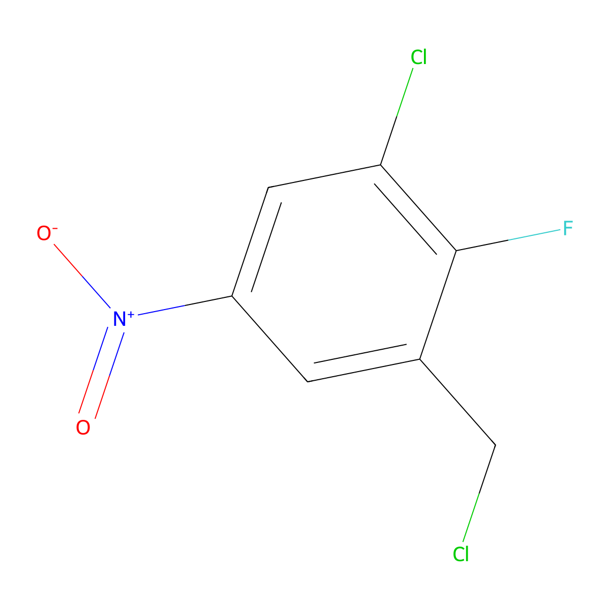 1-Chloro-3-(chloromethyl)-2-fluoro-5-nitrobenzene molecular structure, CAS 2386209-55-6