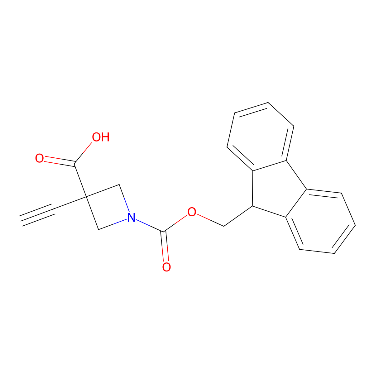 3-ethynyl-1-{[(9H-fluoren-9-yl)methoxy]carbonyl}azetidine-3-carboxylic acid molecular structure, CAS 2386218-24-0