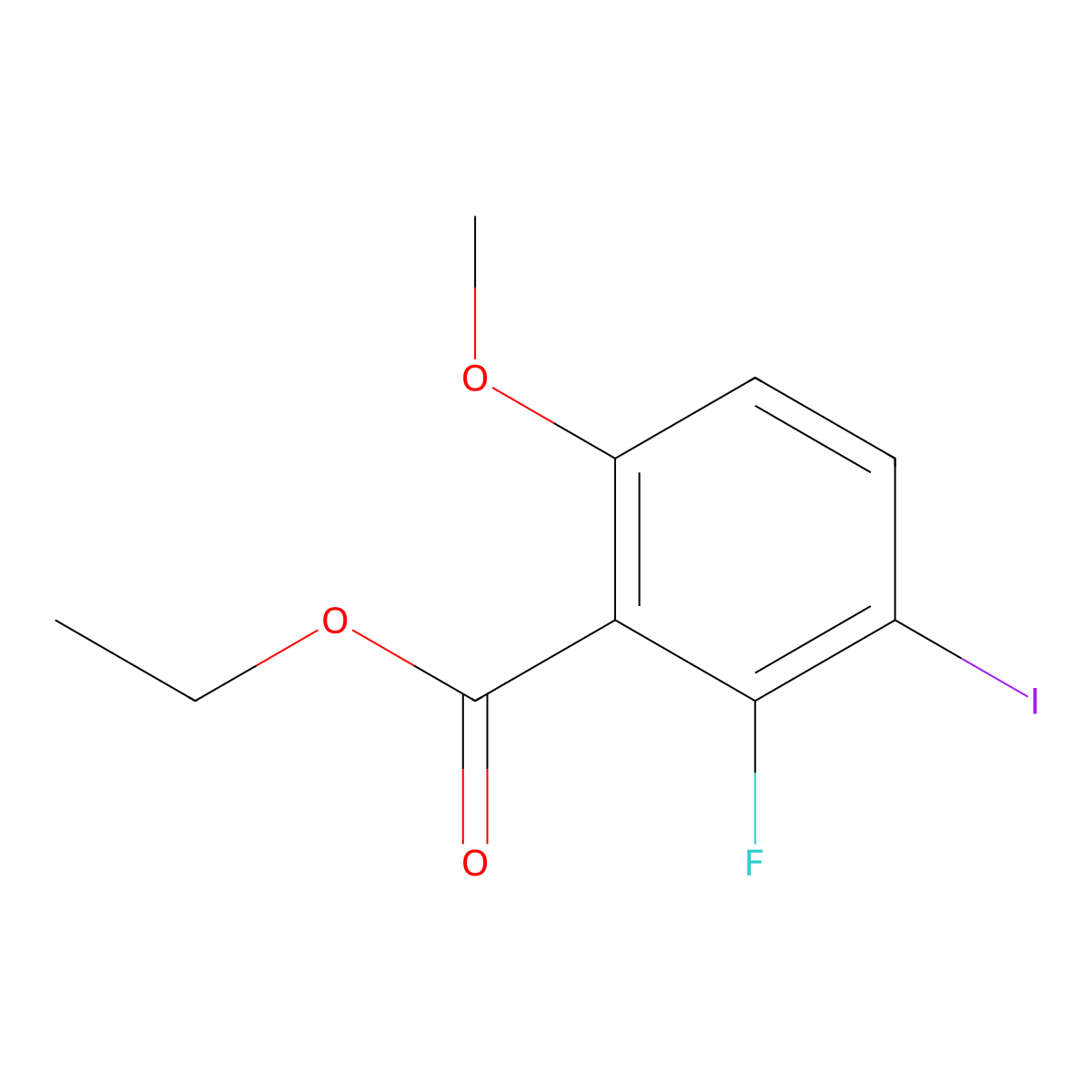 Ethyl 2-fluoro-3-iodo-6-methoxybenzoate molecular structure, CAS 2386221-55-0