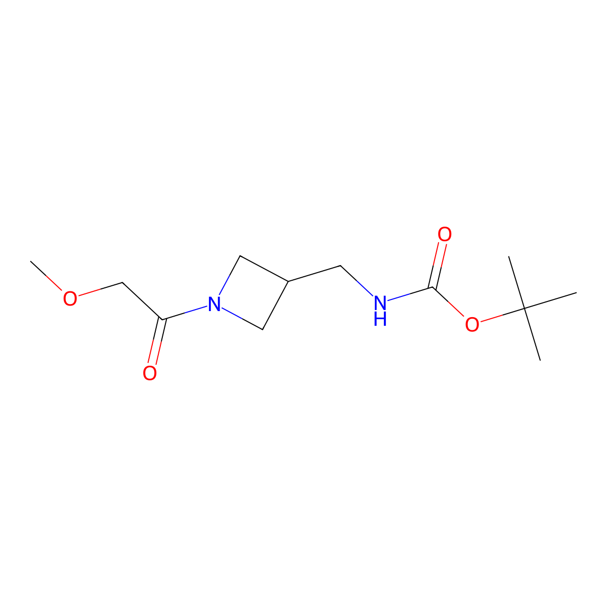 tert-Butyl ((1-(2-methoxyacetyl)azetidin-3-yl)methyl)carbamate molecular structure, CAS 2386222-18-8