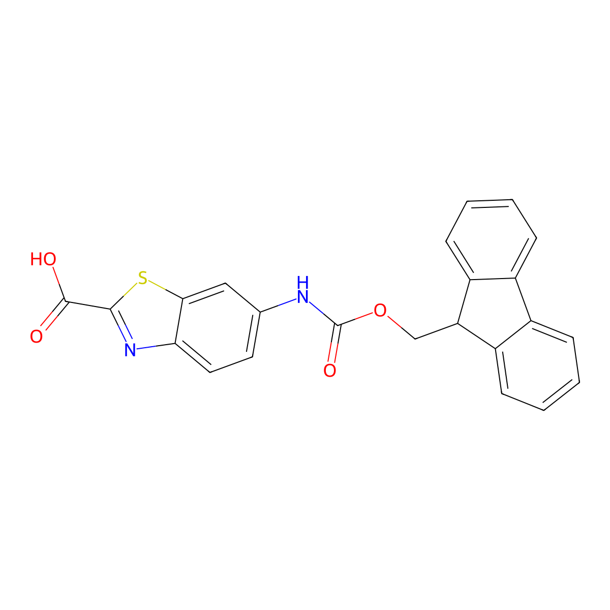 6-({[(9H-fluoren-9-yl)methoxy]carbonyl}amino)-1,3-benzothiazole-2-carboxylic acid molecular structure, CAS 2386226-73-7