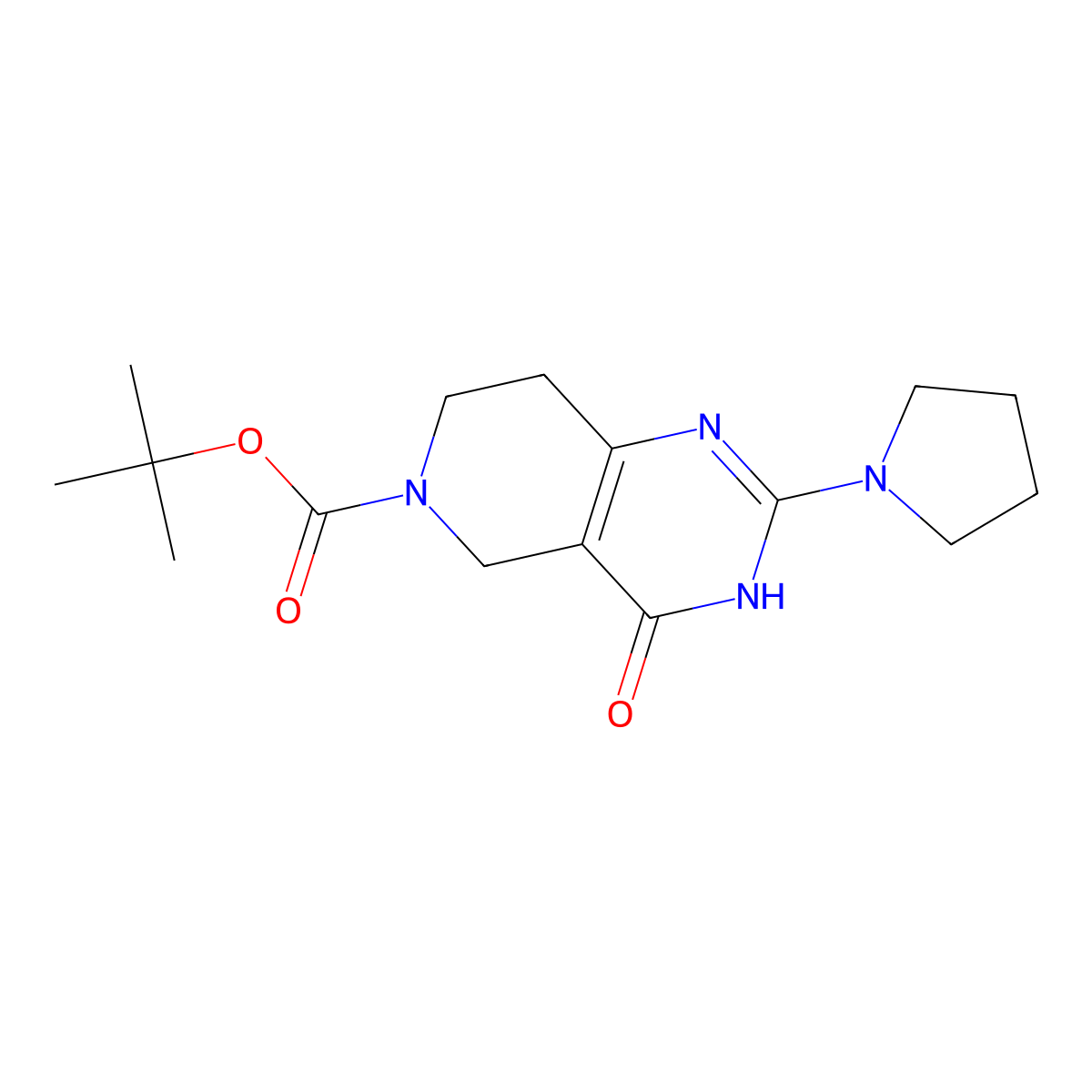 tert-butyl 4-oxo-2-(pyrrolidin-1-yl)-3H,4H,5H,6H,7H,8H-pyrido[4,3-d]pyrimidine-6-carboxylate molecular structure, CAS 2386234-62-2