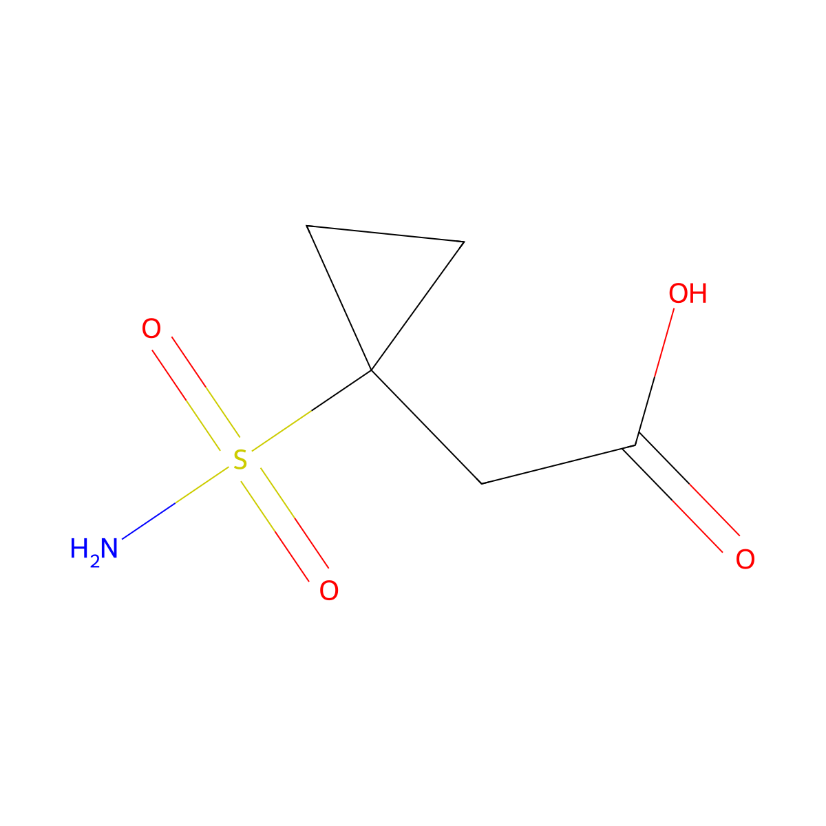 2-(1-Sulfamoylcyclopropyl)acetic acid molecular structure, CAS 2386237-28-9