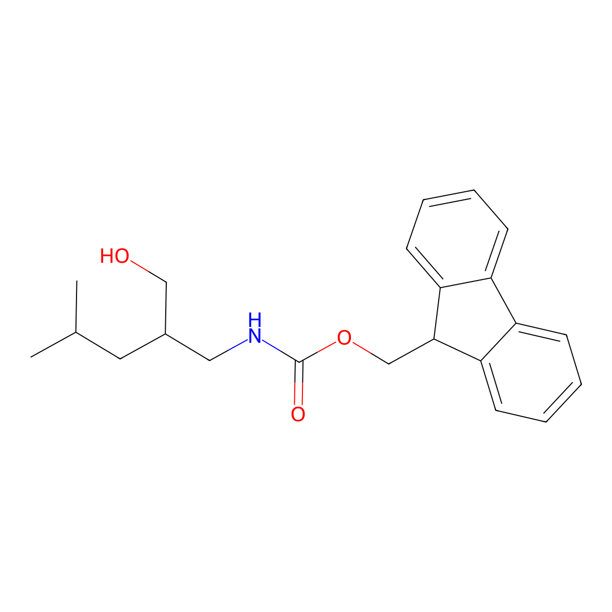 (9H-Fluoren-9-yl)methyl (2-(hydroxymethyl)-4-methylpentyl)carbamate molecular structure, CAS 2386241-87-6