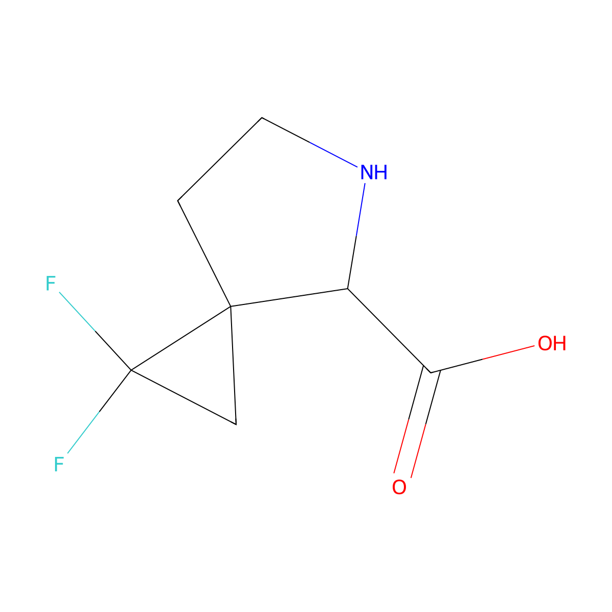 1,1-Difluoro-5-azaspiro[2.4]heptane-4-carboxylic acid molecular structure, CAS 2386250-87-7