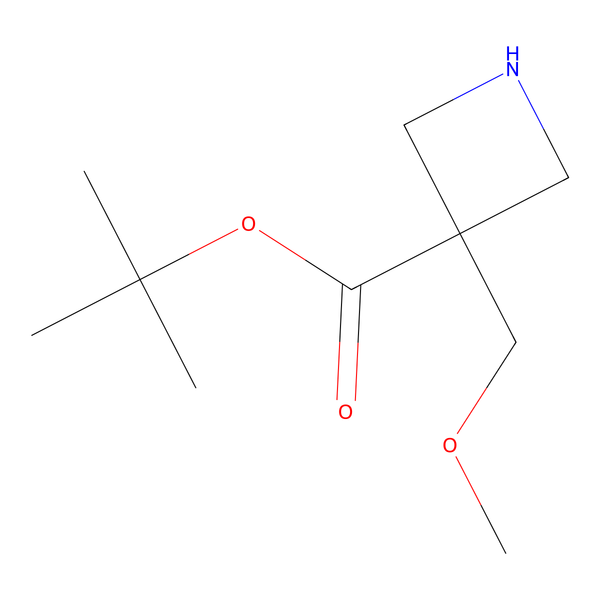 Tert-butyl 3-(methoxymethyl)azetidine-3-carboxylate molecular structure, CAS 2386251-21-2
