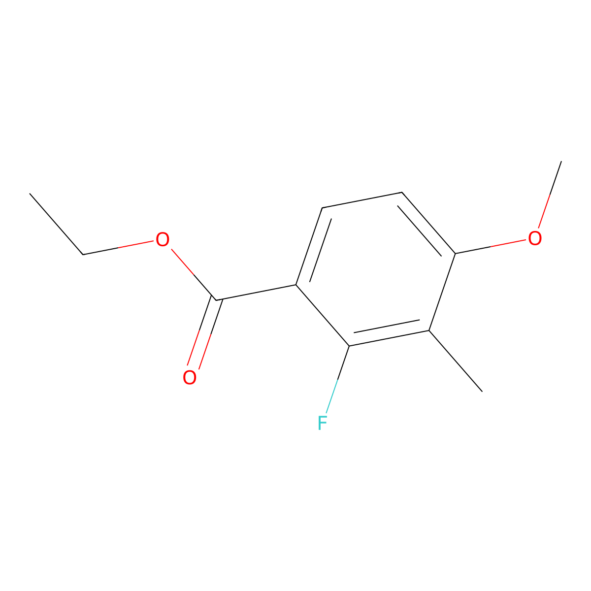 Ethyl 2-fluoro-4-methoxy-3-methylbenzoate molecular structure, CAS 2386254-31-3