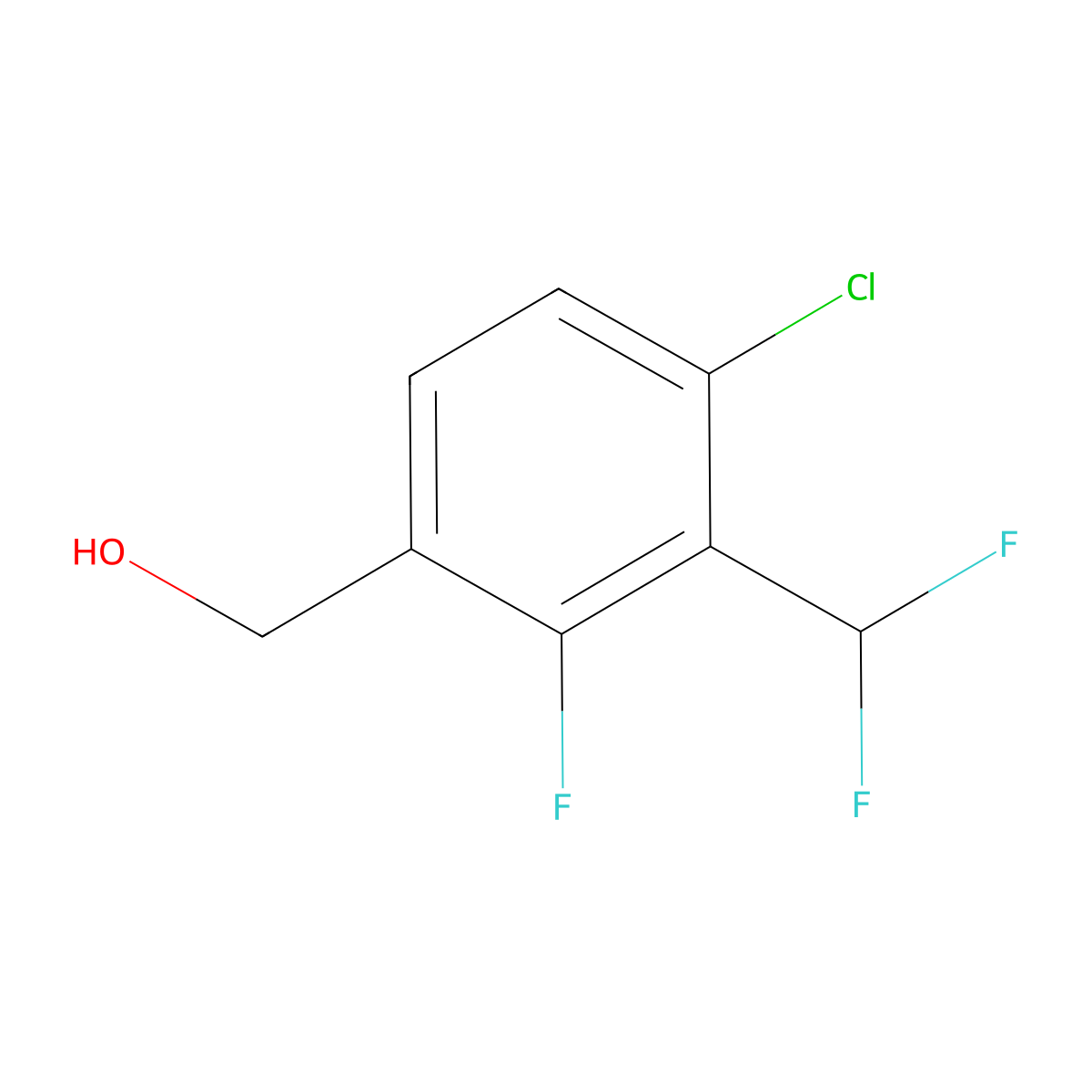 (4-Chloro-3-(difluoromethyl)-2-fluorophenyl)methanol molecular structure, CAS 2386255-25-8