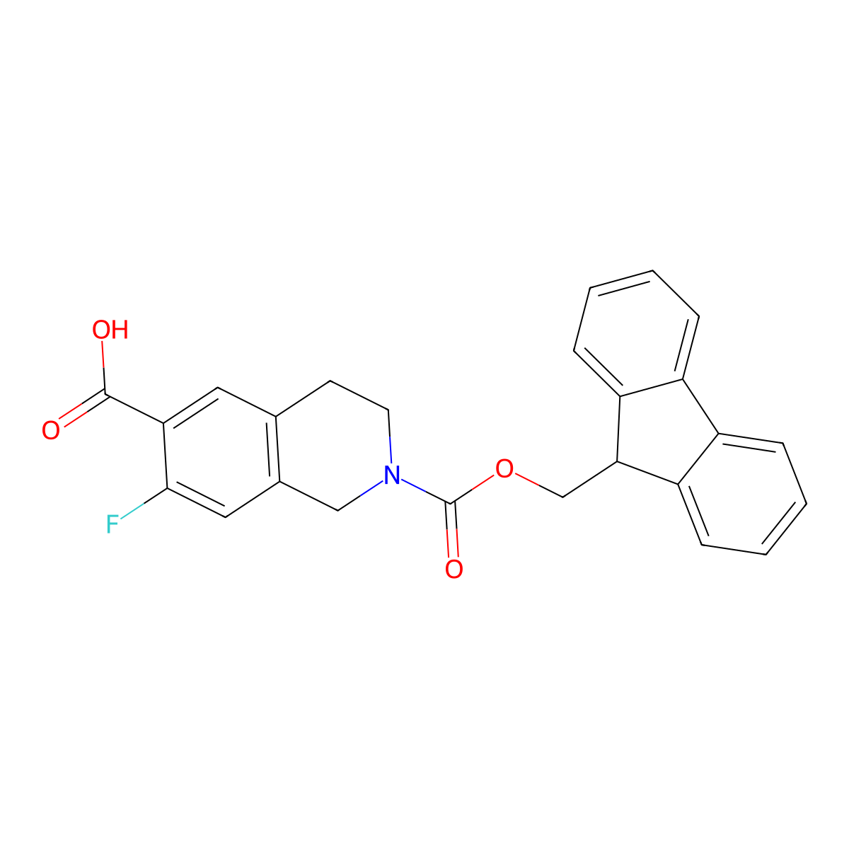2-{[(9H-fluoren-9-yl)methoxy]carbonyl}-7-fluoro-1,2,3,4-tetrahydroisoquinoline-6-carboxylic acid molecular structure, CAS 2386256-87-5
