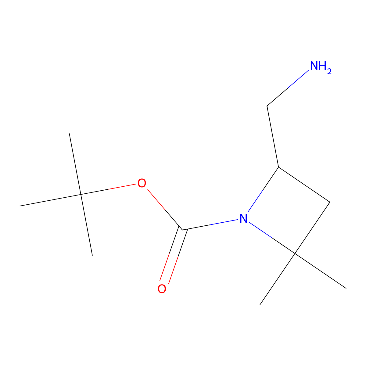 (1-Boc-4,4-dimethylazetidin-2-YL)methanamine molecular structure, CAS 2386257-11-8
