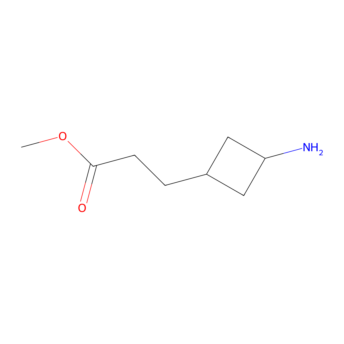 Methyl 3-(3-aminocyclobutyl)propanoate molecular structure, CAS 2386262-28-6