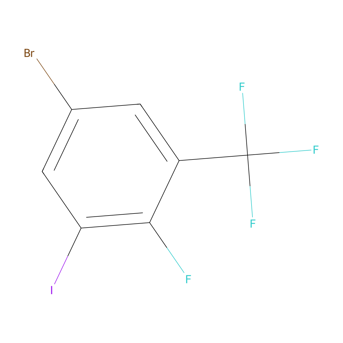 5-Bromo-2-fluoro-1-iodo-3-(trifluoromethyl)benzene molecular structure, CAS 2386270-92-2