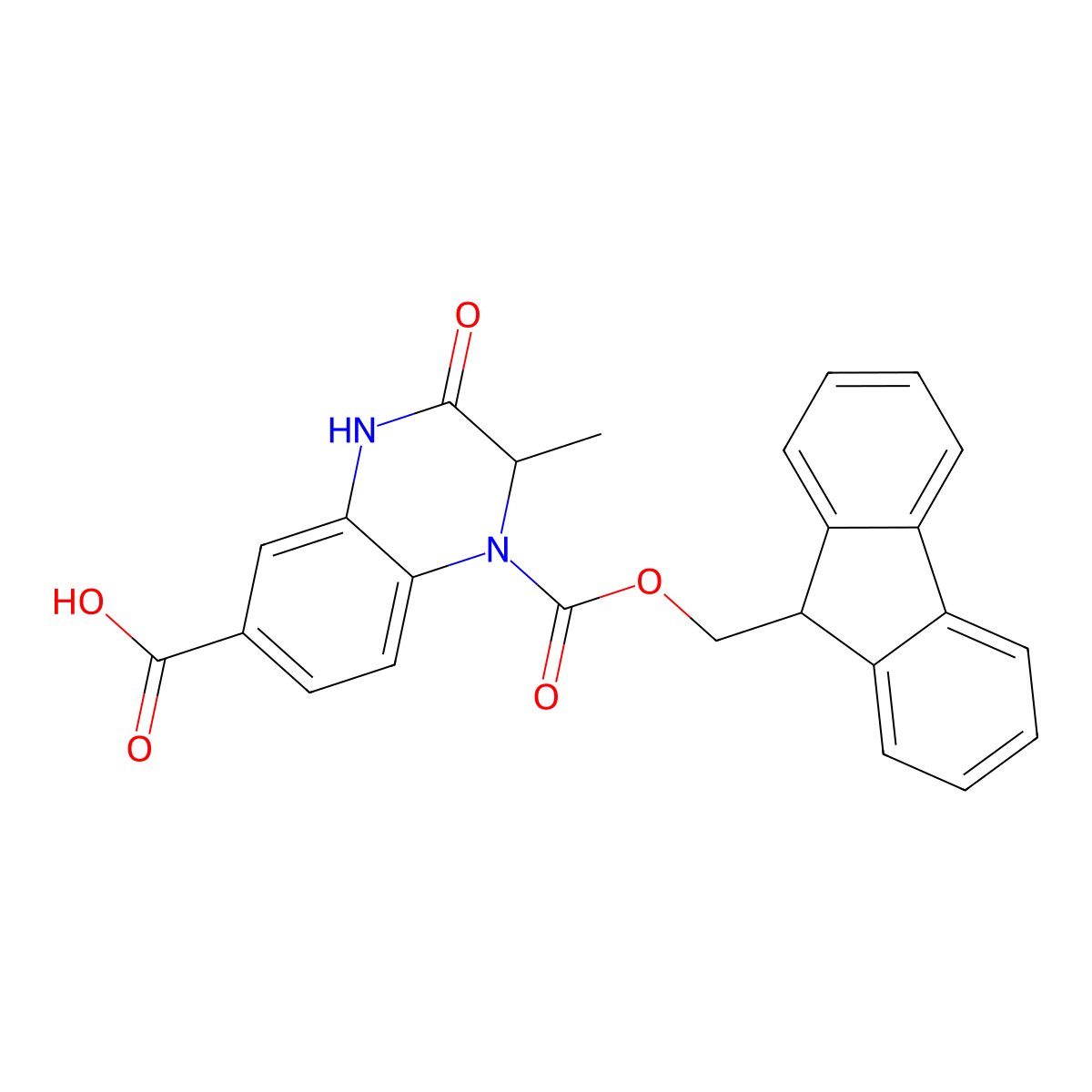 1-{[(9H-fluoren-9-yl)methoxy]carbonyl}-2-methyl-3-oxo-1,2,3,4-tetrahydroquinoxaline-6-carboxylic acid molecular structure, CAS 2386276-89-5