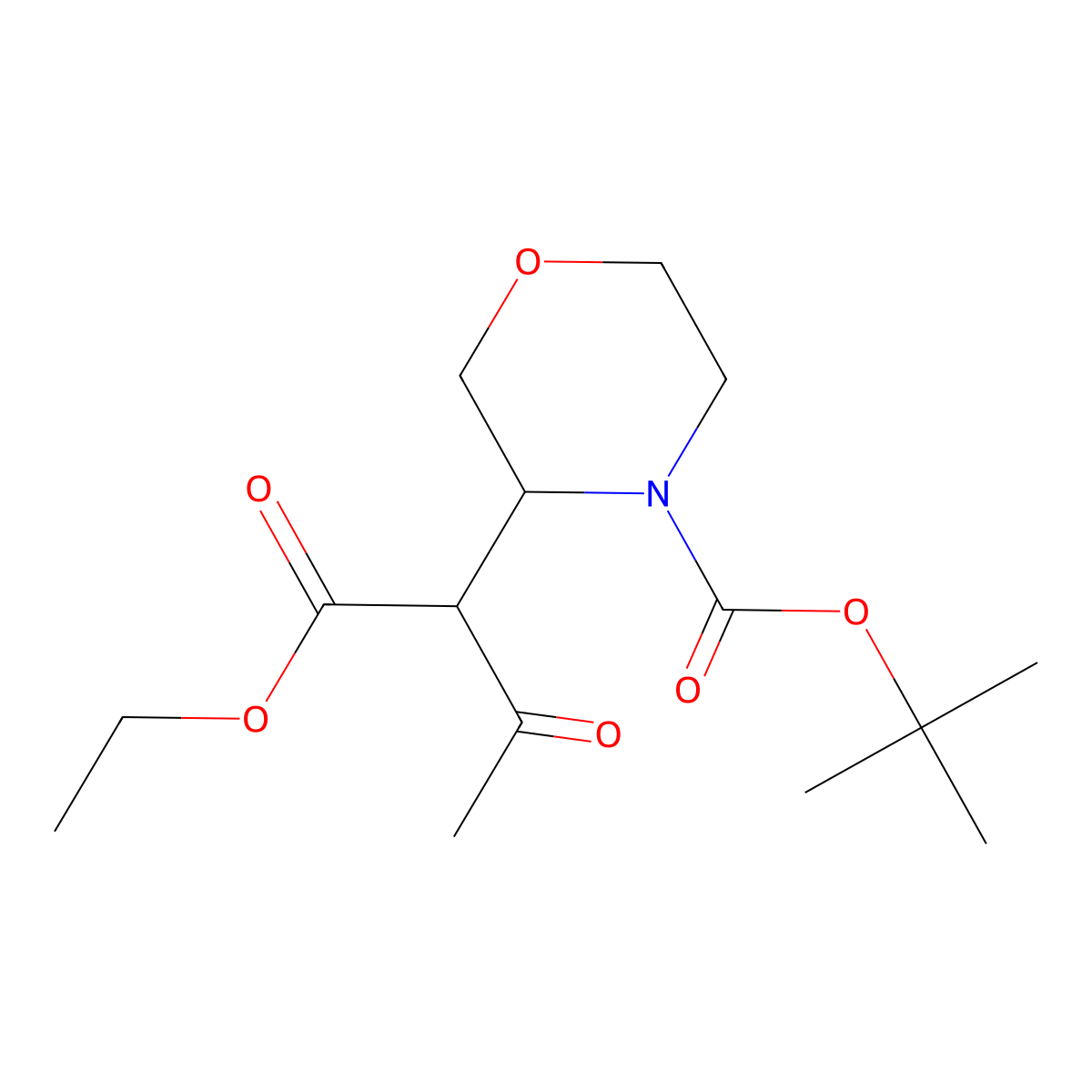 Tert-butyl 3-(1-ethoxy-1,3-dioxobutan-2-yl)morpholine-4-carboxylate molecular structure, CAS 2386280-55-1
