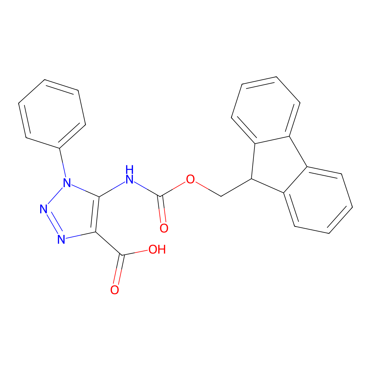 5-({[(9H-fluoren-9-yl)methoxy]carbonyl}amino)-1-phenyl-1H-1,2,3-triazole-4-carboxylic acid molecular structure, CAS 2386284-74-6
