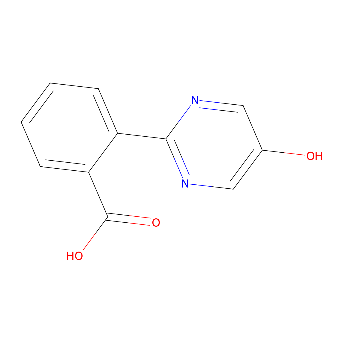2-(5-Hydroxypyrimidin-2-yl)benzoic acid molecular structure, CAS 2386293-16-7