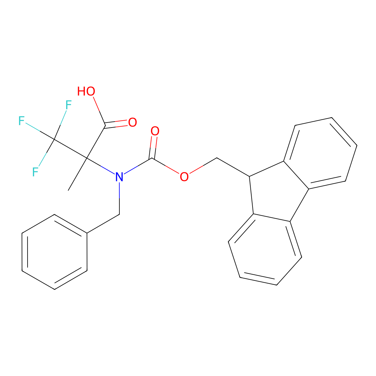2-[benzyl({[(9H-fluoren-9-yl)methoxy]carbonyl})amino]-3,3,3-trifluoro-2-methylpropanoic acid molecular structure, CAS 2386297-22-7
