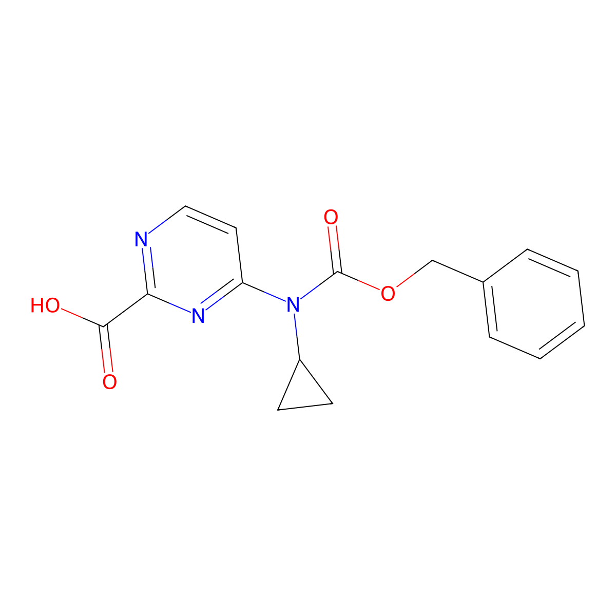 4-{[(Benzyloxy)carbonyl](cyclopropyl)amino}pyrimidine-2-carboxylic acid molecular structure, CAS 2386298-10-6