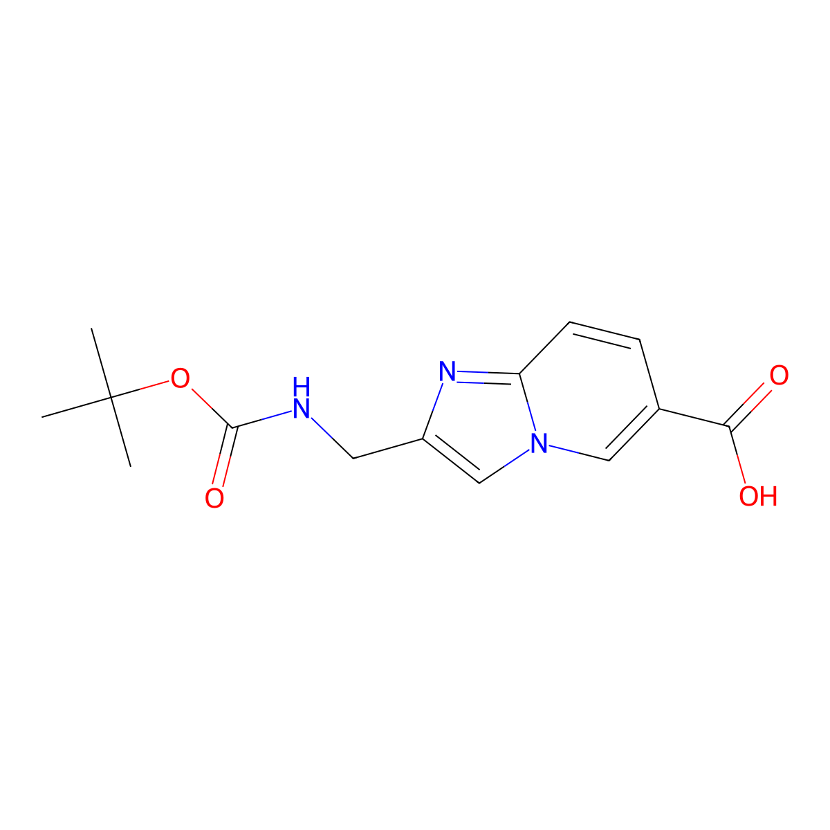2-({[(Tert-butoxy)carbonyl]amino}methyl)imidazo[1,2-a]pyridine-6-carboxylicacid molecular structure, CAS 2386301-33-1