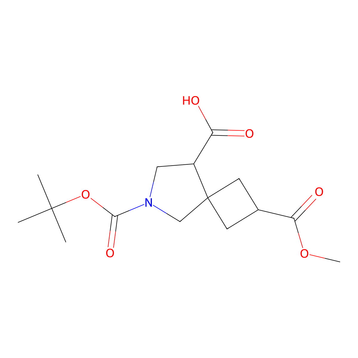 6-[(Tert-butoxy)carbonyl]-2-(methoxycarbonyl)-6-azaspiro[3.4]octane-8-carboxylic acid molecular structure, CAS 2386304-56-7