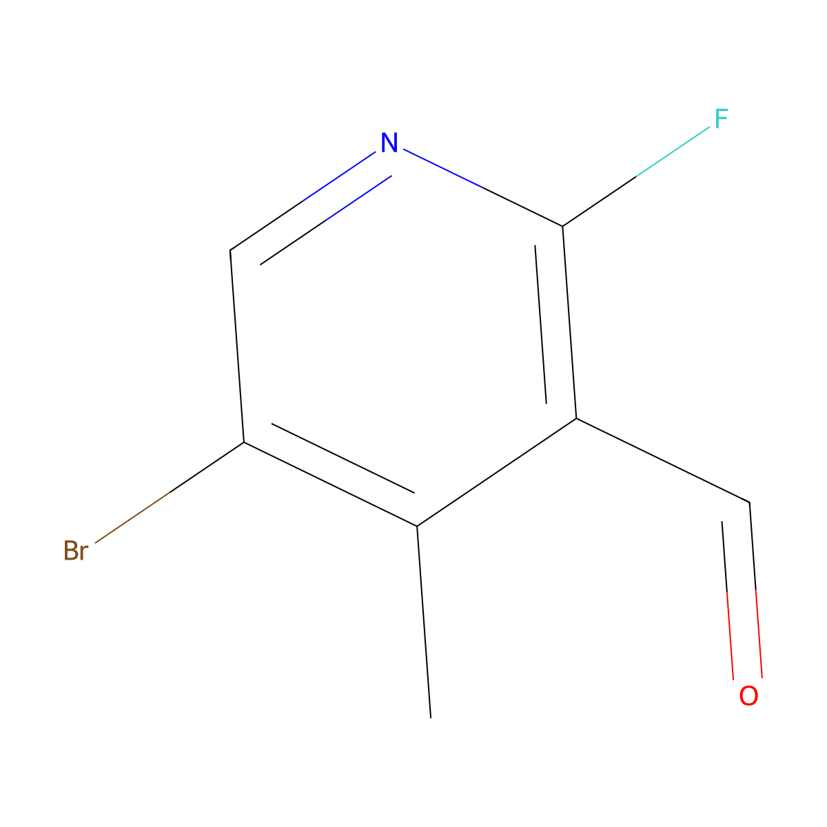 5-Bromo-2-fluoro-4-methylnicotinaldehyde molecular structure, CAS 2386304-74-9
