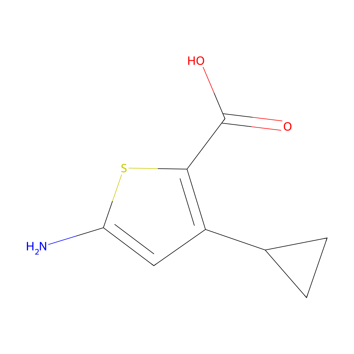 5-Amino-3-cyclopropylthiophene-2-carboxylic acid molecular structure, CAS 2386307-27-1