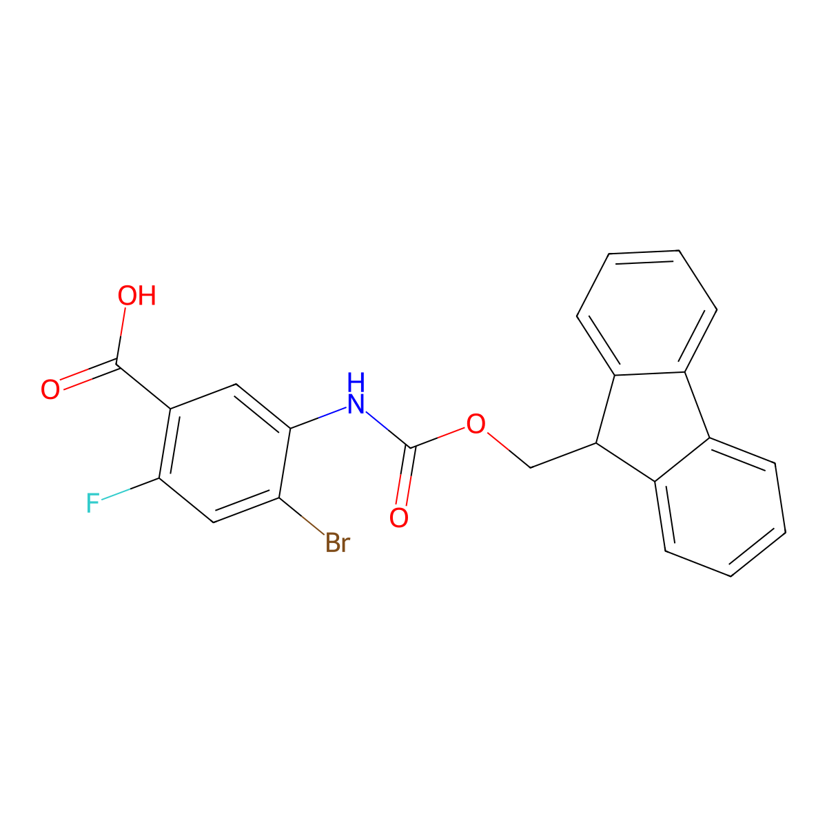 4-bromo-5-({[(9H-fluoren-9-yl)methoxy]carbonyl}amino)-2-fluorobenzoic acid molecular structure, CAS 2386311-69-7