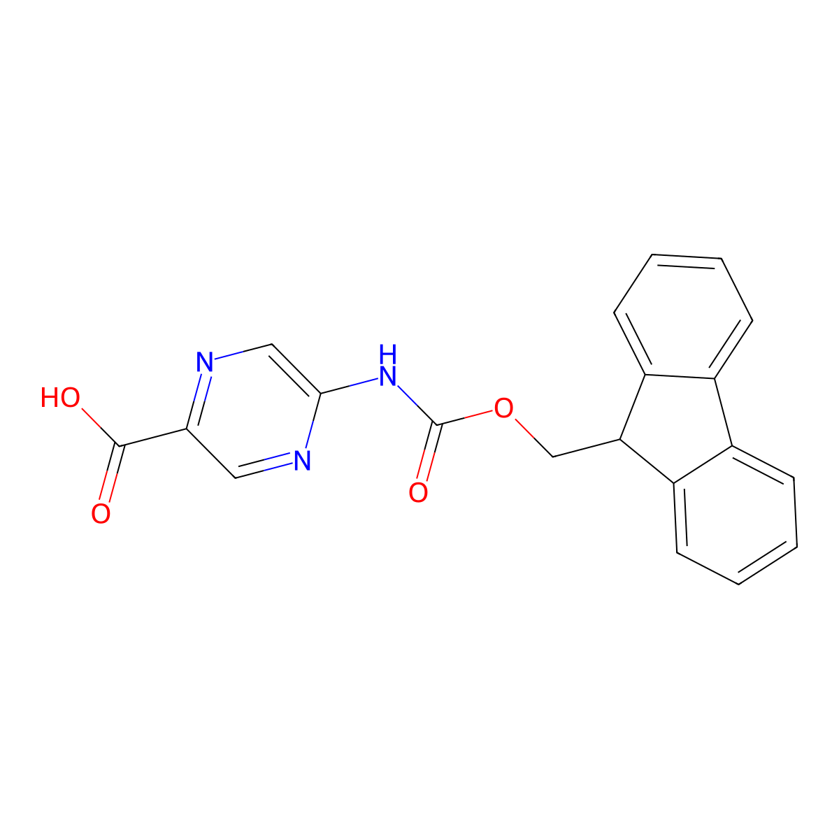 5-({[(9H-fluoren-9-yl)methoxy]carbonyl}amino)pyrazine-2-carboxylic acid molecular structure, CAS 2386324-15-6