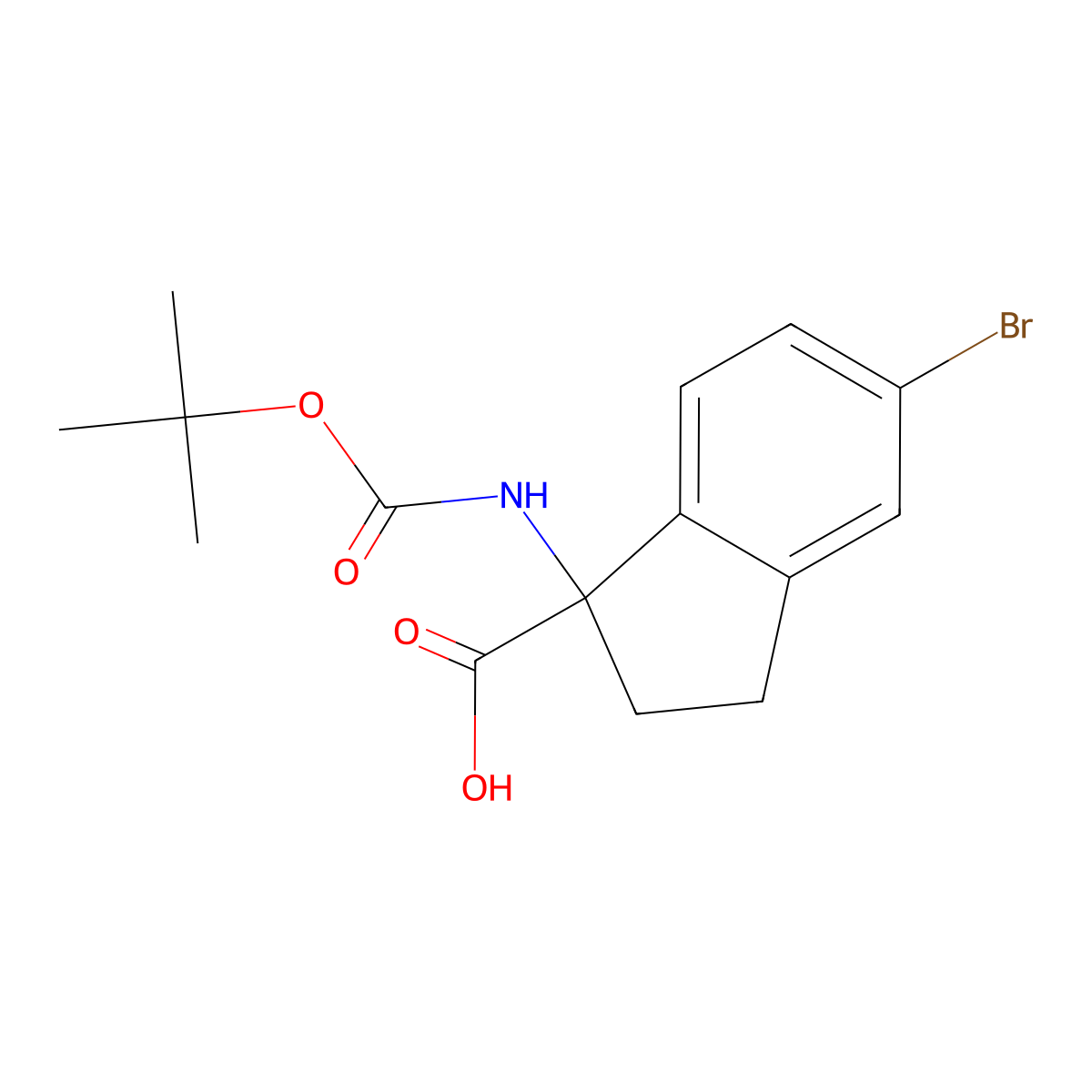 5-Bromo-1-[(2-methylpropan-2-yl)oxycarbonylamino]-2,3-dihydroindene-1-carboxylic acid molecular structure, CAS 2386325-11-5