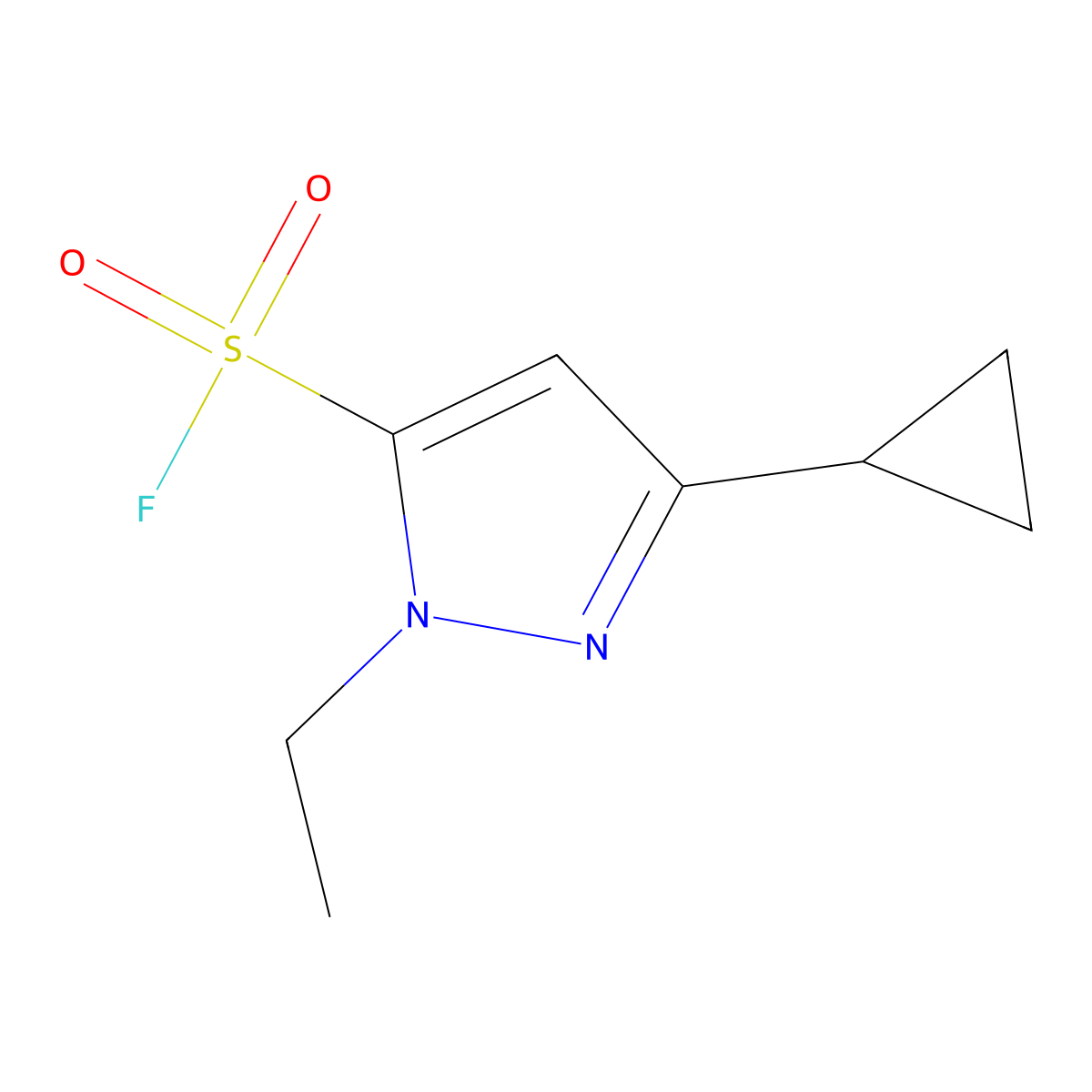 3-cyclopropyl-1-ethyl-1H-pyrazole-5-sulfonyl fluoride molecular structure, CAS 2386325-27-3