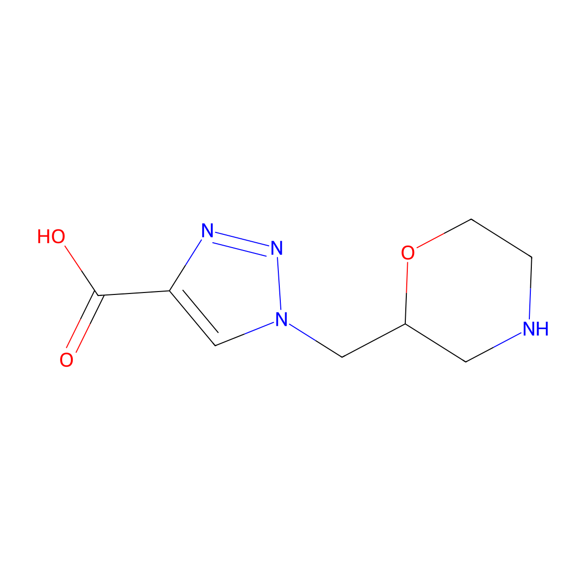 1-[(morpholin-2-yl)methyl]-1H-1,2,3-triazole-4-carboxylic acid molecular structure, CAS 2386330-10-3